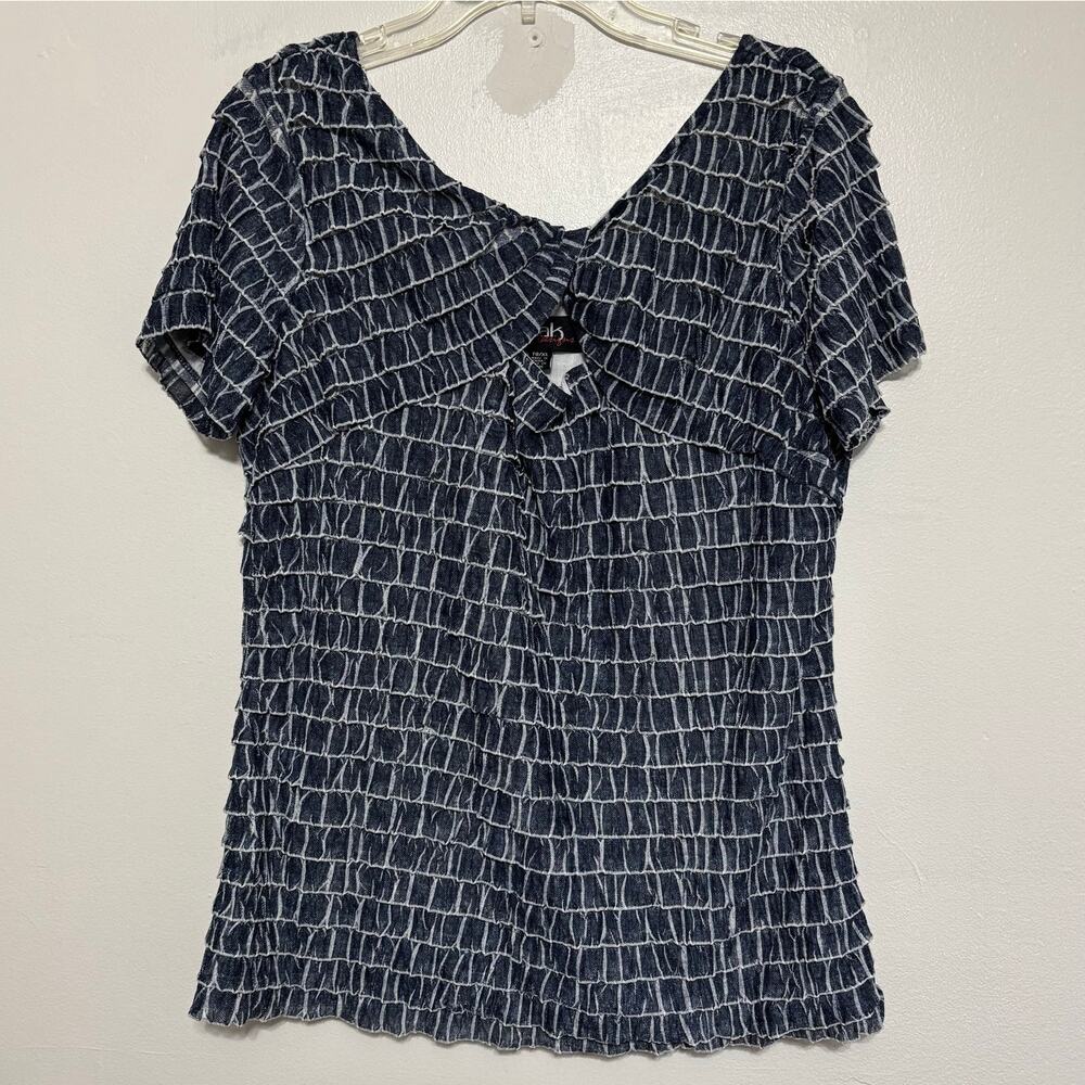 Dusak Designs Blue White Layered Ruffle Blouse XL
